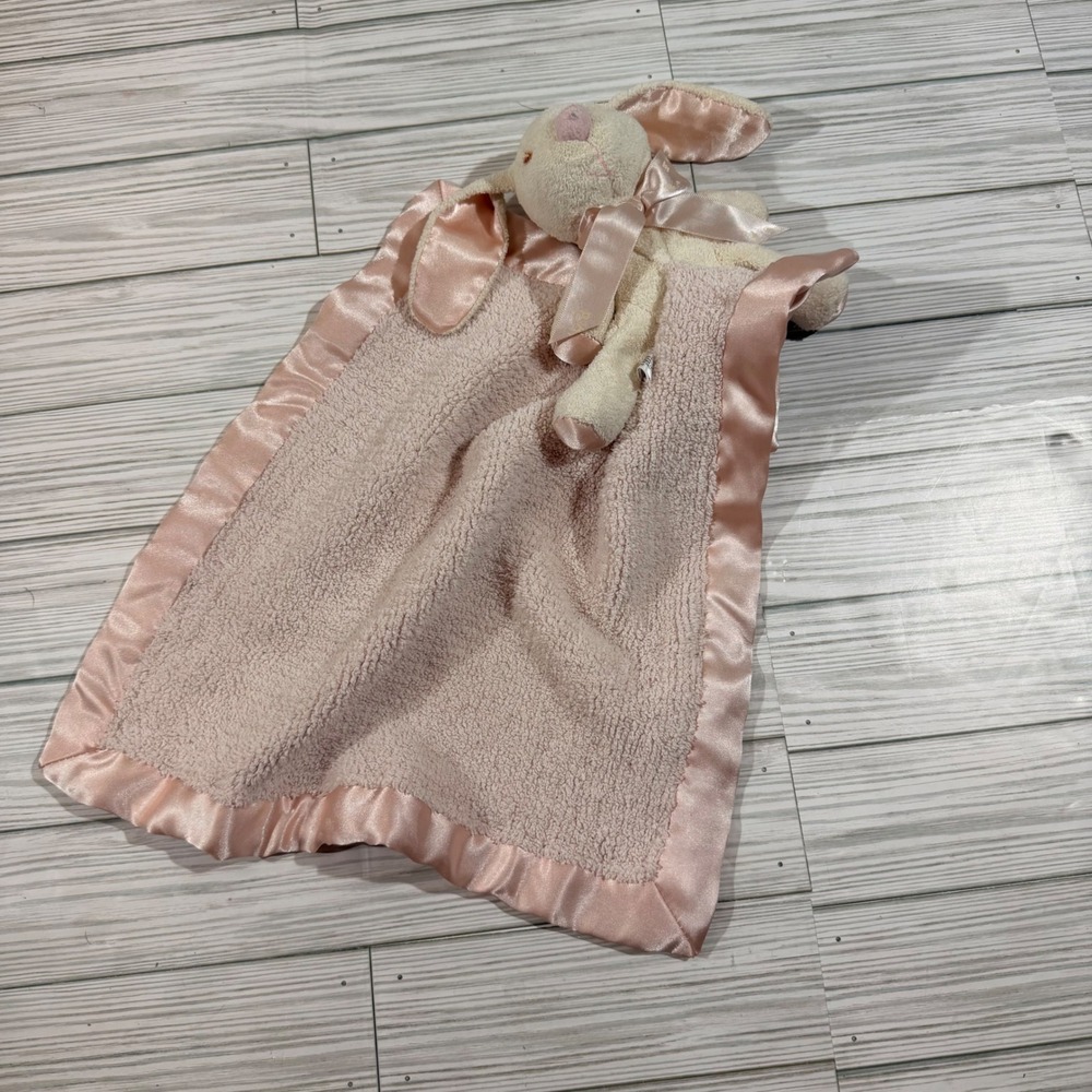 Barefoot Dreams Cozychic Pink Bunny Lovey Security Blanket Satin Trim B505-61-00